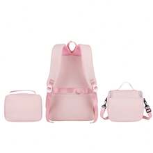 Multineos Comercial Set Of 3 Women's Backpacks With Thermal Bag And Pencil Case For School, Travel, Casual Style, Kpop Theme, Multipurpose, Large Capacity - Hồng - Xem 3