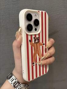 Retro Striped Skate Bear Phone Case - Featuring Stylized Cool Bear (Sunglasses + Striped Jumpsuit) On Skateboard, Bold Red & Cream Vertical Stripe Pattern, Compatible With IPhone17,17pro,17pro Max,16,16plus,16pro Max,16e,16pro,15,15plus,15pro Max,15pro,14,14plus,14pro Max,14pro,13,13pro,13pro Max,12,12pro,12pro Max - Multicolor - View 5