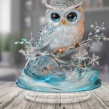 2D Flat Bohemian Style Crystal Owl Acrylic Desktop Decor, Suitable For Home, Office Or Cafe Display, Perfect Gift For Bedroom, Living Room - Multicolor - View 4