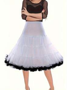 XKTRXF 1米长新娘衬裙，蓬松薄纱内衬裙，情人节配饰 - A - 查看 7