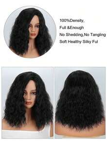 女士中长款水洗卷发假发，14英寸侧分假发，高密度耐热假发，适合日常、派对、嘉年华、音乐节等多种场合。 - 彩色 - 查看 7