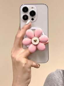 Adjustable Flower Element Sliding Stand 1pc Floral Pattern Magnetic Sliding Phone Holder, 1pc Soft Colorful Strong Suction Telescopic Phone Stand Spring Gift - Large Flower Magnetic Style - View 5