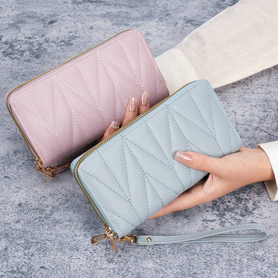 Monedero Largo de Gran Capacidad para Mujeres Bolsa de Teléfono de Mano - Azul - Ver 1