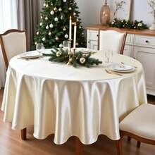 1pc Soft Rose Gold Round Satin Tablecloth, 57 Inch Small Size, Suitable For Dates, Engagements, Ceremonies, Valentine's Day, Anniversaries - Multicolor - View 11