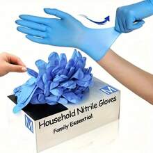 100pcs Disposable Gloves, Blue Nitrile Gloves, Cleaning Gloves, Suitable For Commercial Use,Household Cleaning, Daily Household Cleaning, Disposable Multi-Purpose, Cleaning Essentials, Multipurpose Gloves, Lightweight Gloves, Snug Fit - Blue - View 1