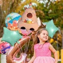 Kit 11 Globos de Capibara Fiesta Decoración Feliz Cumpleaños Party Ballon Globo Roedor Kawai Capibara GRUPO CARNAVALLIA - como en la foto - Ver 7