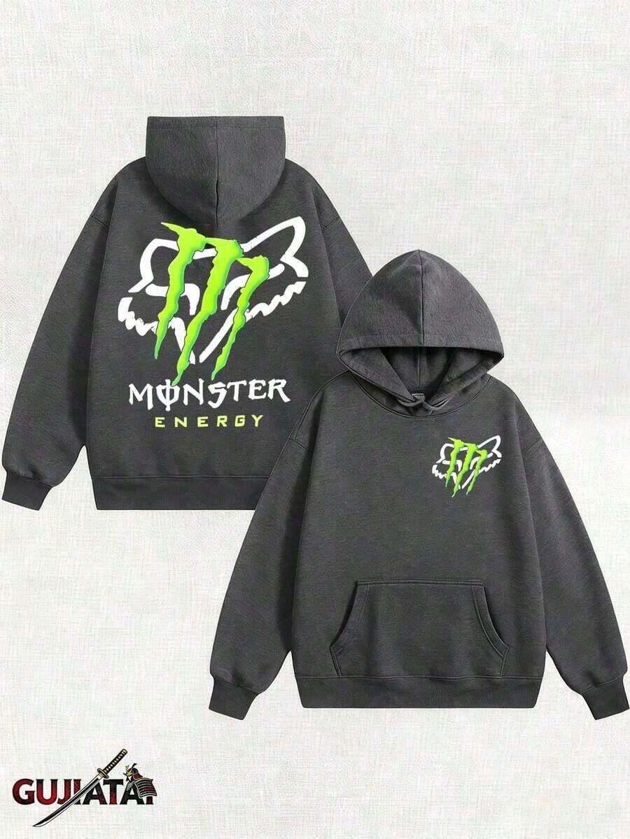 Off-Road Vehicle Motorcycle Cross-Country Race Fox Racing Monster Energy Ink Green Off-Road Vehicle Washed T-Shirt Off-Road Vehicle Clothing Male And Female Boys And Girls Scars Unisex LORA Archers.Warm And Comfortable2025 - 灰色 - 查看 1