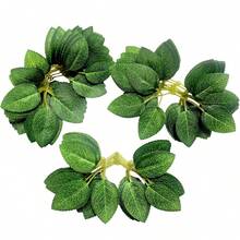 50 piezas de hojas de rosa artificiales sueltas, planta verde falsa, adecuada para ramos de boda DIY, decoración de mesa, decoraciones de fiesta, guirnaldas de rosas, coronas, centros de mesa, flores artificiales - Verde Oscuro - Ver 1