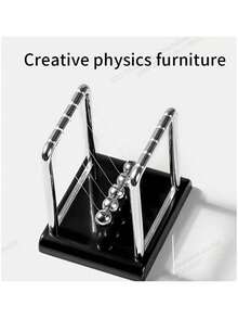 Fashionable Polished Metal Newton's Cradle Desktop Decor, Decorative Iron Ball , Suitable For Office Or Home, Essential For Back To School Season Room Decor Home Decor Ornaments Home Miniature Things - Multicolor - View 3
