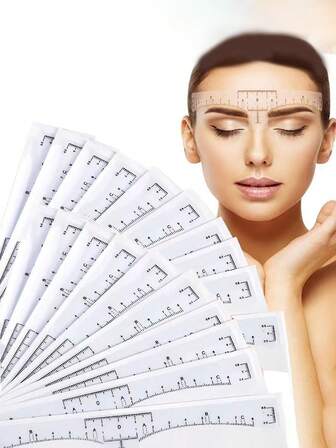 50pcs/100pcs/Pack Eyebrow Stencils, Disposable Eyebrow Stencils, Microblading Glue, Eyebrow Stickers, Templates, Measuring Tools, One-Time Microblading Auxiliary Design Eyebrow Ruler, Eyebrow Shaping Ruler, Transparent Adhesive Microblading Measuring Ruler, Makeup Tools
