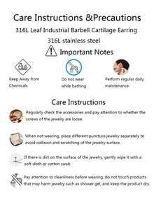 1 chiếc khuyên tai sụn dạng tạ bằng thép không gỉ 14G, khuyên tai sụn hình lá bằng thép 316L, trang sức xỏ khuyên cơ thể dành cho nữ. - Bạc - Xem 6