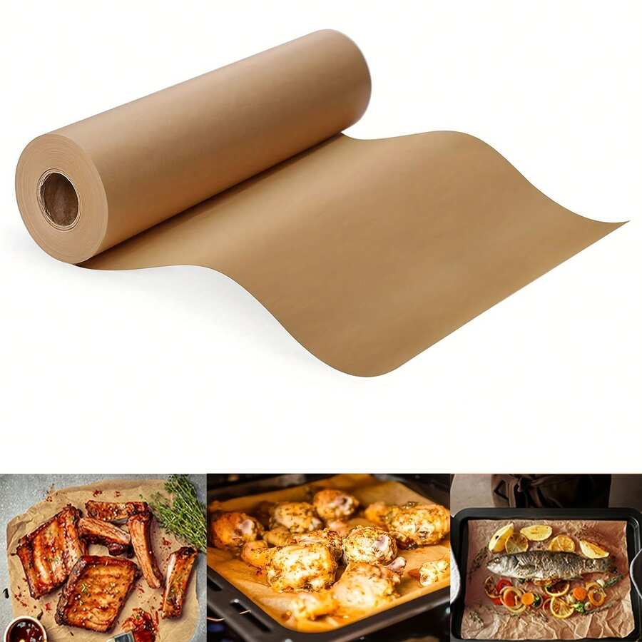 1 Roll Heavy Duty Non-Stick Parchment Paper For Baking, Grilling, Air Fryer & Steaming - Silicone Oil Resistant Baking Sheets For Chicken, Fish, Vegetables & More - Perfect For Outdoor Picnic & Everyday Kitchen Use