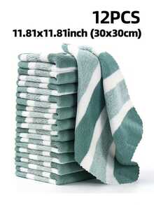 Bộ 12 khăn mặt bằng vải lông san hô mềm mại, kích thước 30x30cm, nhanh khô và thấm hút cao | Khăn đa năng dùng để lau mặt, lau tay, lau bếp và phòng tắm. - Nhiều màu - Xem 12