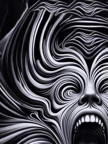 Men's 3D Monster Face Full-Body Print T-Shirt - Black & White Swirling Monster Eyes & Teeth Design, Short Sleeve Round Neck Casual Summer & Year-Round Wear, 3D Hot Transfer Graphic Tee For Parties, Halloween Costumes & Everyday Out - Màu sắc hỗn hợp - Xem 7