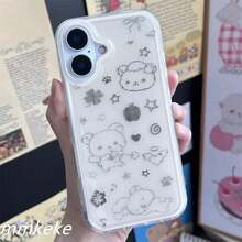 17 Pro,Phone Cases,16,17,15,16 Plus Phone,Japan Retro Pixel Relaxeds Bear INS Phone S25 S24 S23 S22 S21 FE Ultra Plus 4G 5G Texture Cover.Accessories. - YSK-325YS251013701 - 查看 2