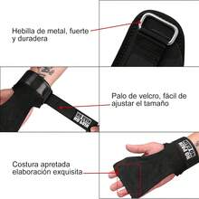 SHANDABUL Calleras Crossfit, Calleras de Cuero Unisex con Mu?equera Ajustable, para Gimnasio, Entrenamiento, Halterofilia, Etc. - negro - Ver 3