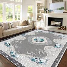 1pc Luxurious Elegant Floral Pattern Carpet. Velvet Surface Weighs Approx. 850g, Thickness Approx. 0.6cm. Durable, Anti-Slip, Easy To Clean Carpet. Available In Multiple Sizes. Suitable For Kitchen, Living Room, Dining Room, Bedroom, Balcony, Bathroom, Study And Other Scenarios. An Ideal Choice For Home Decor.