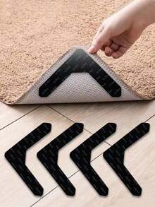 2/8/12pcs Anti-Slip Carpet Grippers, Suitable For Carpets, Made Of PU Material, Washable, Anti-Slip And Reusable, Prevent Carpet Shifting And Curling, Applicable For Living Room, Dining Room, Bathroom Carpets, Back To School Supplies, Household Essential - Black - View 3