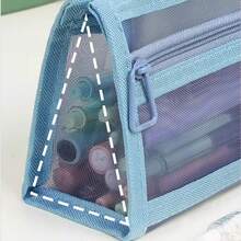 Transparent Mesh Pencil Case, Large Capacity Stationery Box With Double Layer Design For Students, Exams - Multicolor - View 4