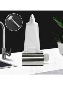 1pc Toothpaste Squeezer, Slouchy Household Toothpaste Dispenser, Manual Rotating Facial Cleanser & Toothpaste Squeezer, Stainless Steel Toothpaste Tube Squeezer, Hair Dye Squeezer, Toothpaste Holder Rack, Suitable For Bathroom, Salon - Silver - View 10