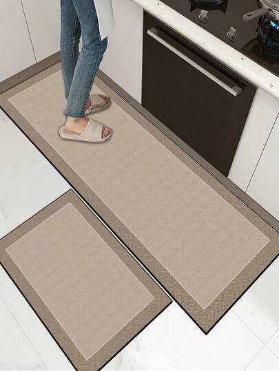 1pc Soft Rubber Kitchen Mat, 3.5mm Thick Kitchen Rug, Minimalist Natural Casual Luxurious Style Water-Absorbing Kitchen Mat Carpet, Can Be Self-Cut To Fit Kitchen Size, Surface Fabric Material, Middle Sponge Layer, Bottom Rubber Layer, Suitable For Kitchen Rugs, Kitchen Decor, Wedding Decor, Home Decor, Bathroom Mat, Entryway Mat, Laundry Room Mat, Hallway Carpet, Living Room Mat, Etc.