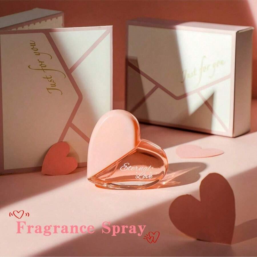 1pc 50ml Heart-Shaped Fragrance Spray, Air Freshener, Long-Lasting Scent, Deodorizing And Fragrancing Function, Suitable For Indoor/Outdoor, Bathroom, Date, Party, Holiday Use, Both Deodorizing And Fragrancing, Perfect Gift Choice - Other - View 1