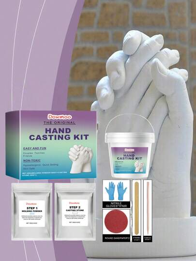 DOWMOO 200g/50g Valentine's Day Couples Hand Molding Powder Set, Suitable For Couples And Families, DIY Plaster Molding Kit, Used To Make Unforgettable Souvenirs, Hand Molds, Couples