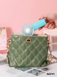 AOYI 1pc Solid Color Handheld Mini Fan, Battery Powered Portable With Lanyard, 1-Speed Natural Wind, Quick Cooling, Unisex For Office/Dorm/Outdoor/Beach/Pool Party, Minimalist Stylish Design, Instant Cooling Companion (Requires 2 AAA Batteries) - Multicolor - View 1