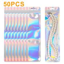 50pcs Holographic Laser Zipper Gift Bags, Resealable PET/PVC Packaging For Cosmetics, Brushes, Pens, Lipgloss & Jewelry, Small Business, Packaging Bag - Multicolor - View 6