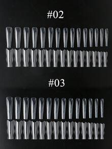 FULL BEAUTY 60pcs Coffin Trapezoid Nail Sandwich Dual Nail Forms Poly Nail Gel Nail Extensions Dual Forms Transparent Manicure Top Mold Bottom Mold Easy Extension For Nail Salon - Clear - View 6