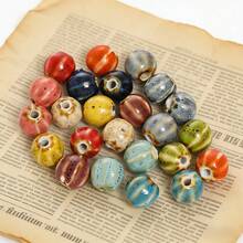 20/100pcs Bohemian Style Glazed Pumpkin Shaped Loose Beads, Suitable For Jewelry Making, DIY Handmade Bracelets And Necklaces, Curtain Decoration And Beading Crafts - Multicolor - View 1