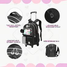 3pcs Girls Rolling Backpack Set, Including Backpack, Lunch Box And Pencil Case, Suitable For Travel And Back To School