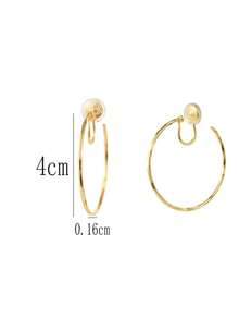 1 Pair Fashionable New Metal Large Hoop Earrings, Copper Earrings For Women, Clip-On Triangular Clamp, High-End Elegant Slimming Earrings Suitable For Women's Daily Wear, Holiday Gifts - Ear Clip - View 2