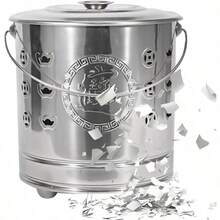 Burn Barrel Portable Stainless Steel Fire Barrel with Lid Fire Hook and Liner Heavy Duty Outdoor Burning Cage Safe for Patio Garden Balcony Deck Beach Camping Cooking Wood Garbage and Fall - Plateado - Ver 8