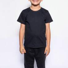 Girls' Short-Sleeve T-Shirt, 100% Cotton - 黑色 M - 查看 6