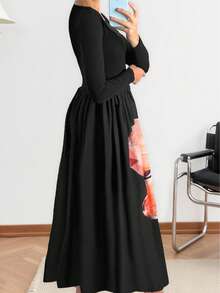 Women's Floral Patchwork Print Bohemian Casual Beach Holiday Dress