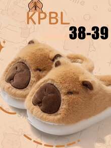 Capybara Slippers, Cartoon Capybara Slippers For Winter, Casual Style For Women, Fabric Upper, Rubber Sole, Washable Indoor House Slippers, Comfortable Fabric Lining And Cushioned Insole, Soft And Warm, Suitable For Indoor/Outdoor Wear, Plush Lining, Lightweight Rubber Sole, Fashionable INS Style, Cute Unisex Couples Autumn/Winter House Slippers Insulation,Galentines,Puppy,Carnival,Party Decorations,Shoe,Spring Summer Picks,Brides Maid Gifts,Room,Bedroom Decor,Beach,Travel,For Men,For Women,Vacation,Cute Stuff - Multicolor - View 13