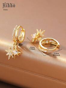 Hihho 1 Pair Vintage Copper Double Cross Hoop Earrings, Elegant & Fashionable Earrings For Women - Cross - View 9