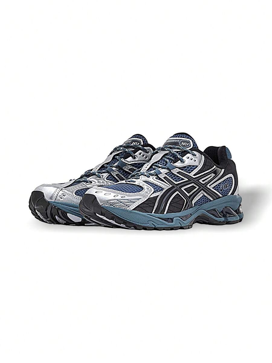 Asics Giày thể thao Gel-Nimbus 10.1 Unisex, thoáng khí, thấm hút mồ hôi, đa năng, logo chắc chắn, độ đàn hồi tốt, dễ giặt, thích hợp cho thể thao ngoài trời, chạy bộ, đi học hàng ngày, màu xanh đậm, bạc, đen 1203A543-021 - Xanh đậm/bạc/đen - Xem 1