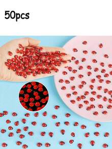 5/50个发光迷你瓢虫摆件，树脂动物装饰，适用于仙女花园微景观、蛋糕装饰、微缩模型、花园摆件、仙女花园、户外装饰、仙女花园配件、家居装饰，可用作夜灯，圣诞礼物、女士礼物、返校用品、教室装饰 - 彩色 - 查看 9