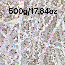 Giấy vụn nhăn, giấy xé nhỏ, dùng để lót giỏ quà, quà cầu hôn cho phù dâu, quà sinh nhật, quà cưới, giấy gói quà hộp, túi, giấy lót giỏ quà, quà kỷ niệm, quà Giáng sinh. - Kim cương trắng - Xem 8