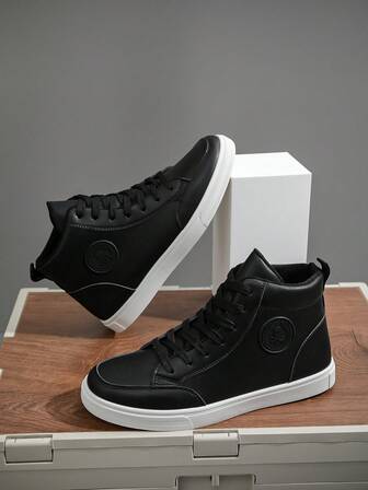 Herrmode Casual Sneakers, Minimalistiska Sportskor, Vita Tränare
