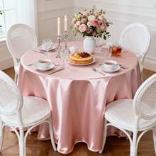 1pc Soft Rose Gold Round Satin Tablecloth, 57 Inch Small Size, Suitable For Dates, Engagements, Ceremonies, Valentine's Day, Anniversaries - Multicolor - View 14
