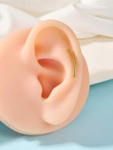 1pc Gold Plated Earring, 20g, Multi-Element Design With Heart, Butterfly, Flower, Star, Cross Shapes, Inlaid Zirconia, Valentine's Day Gift - Gold - View 34