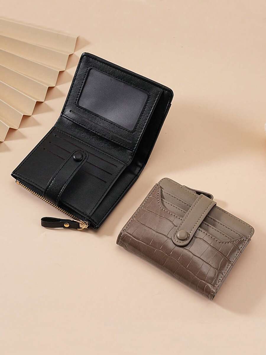 1 pieza Cartera corta de estilo macaron con patrón de piedra, múltiples ranuras para tarjetas, versátil para uso diario, fresca cartera de mujer, monedero, bolso multifuncional para tarjetas, hebilla simple para estudiantes, gran capacidad, portátil, adecuado para regalar en fiestas, cumpleaños o a tu pareja