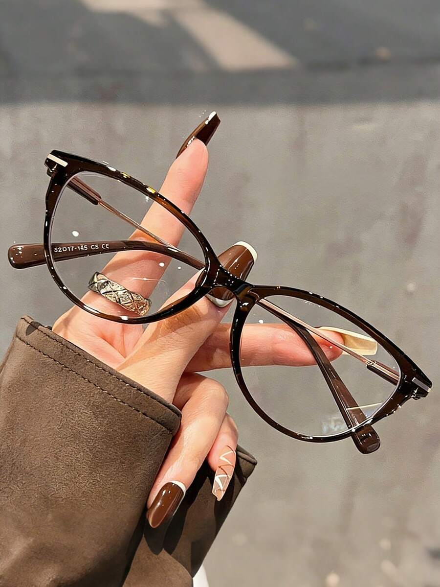 1Pc Women Retro Cat Eye Frame Fashion Glasses, Transparent Lens Fashion Glasses Stainless Steel Small Narrow Frame, Women'S Minimalist Full Frame Pc Lens Glasses For All Seasons,Christmas Gift ﻿ - Multicolor - View 1