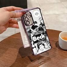 Funda de Teléfono Anime B-BECK Clásica y Popular, Compatible con Samsung Galaxy A26 A36 A55 A35 A06 A16 A05 A14 A24 A34 A54 A15 A05S A25 A23 A33 A53 A73 A13 4G 5G, Funda Trasera Transparente Suave a Prueba de Golpes, Versión Azul con Bloqueo - Mezcla de colores - Ver 4