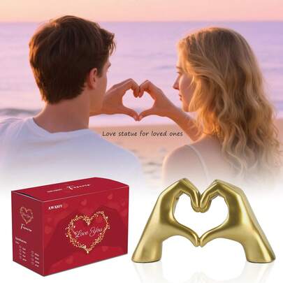 1件树脂心形手雕塑，心形手雕像，爱心手指雕塑，婚礼装饰书架咖啡桌办公室卧室电视柜书架小摆件，最佳生日礼物，现代爱心手指雕像，婚礼装饰，送给女性/女孩的独特礼物