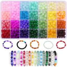 420颗8毫米/1200颗6毫米玻璃珠，用于珠宝制作，珠子套装，可用于制作手链、项链、耳环、工艺品礼品，DIY珠子套装，DIY材料包 - 彩色 - 查看 3