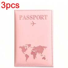 1pc/3pcs/5pcs/10pcs Matte PU Travel Passport Cover, With World Map & Letter Printing, Holder Design Passport Wallet Holder Organizer Women, Essential Travel Accessory Letter Versatile, Large Capacity Middle School Students, High School Senior High School Students, College Students, University Students, Freshman, Sophomore, Underclassmen, Customized Passport Case, Summer Holiday
